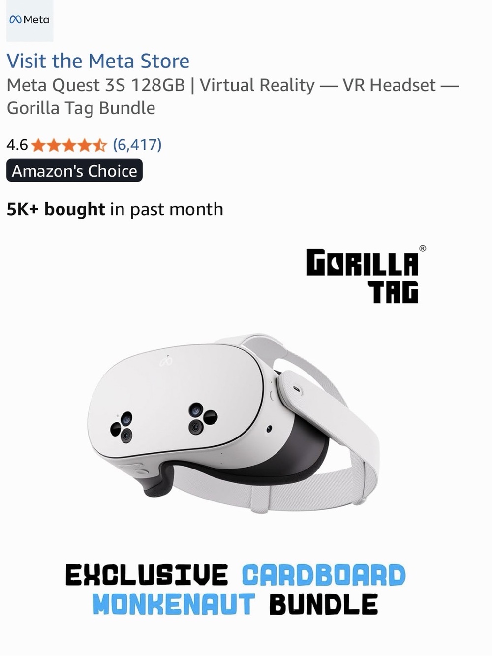 Meta Quest 3S 128GB VR Headset — White
